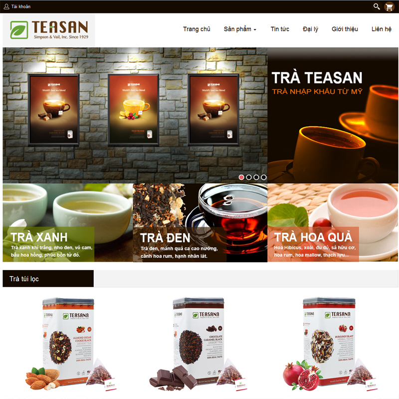 Hoàn thành thiết kế website trà TEASAN 