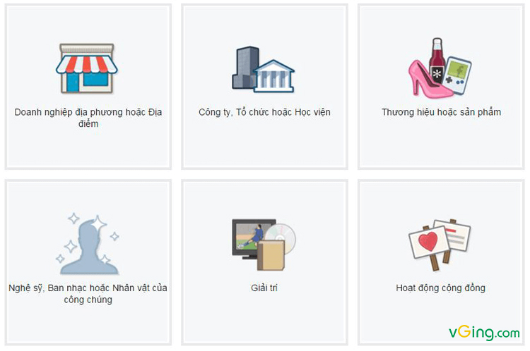 6 mục lựa chọn lĩnh vực kinh doanh facebook