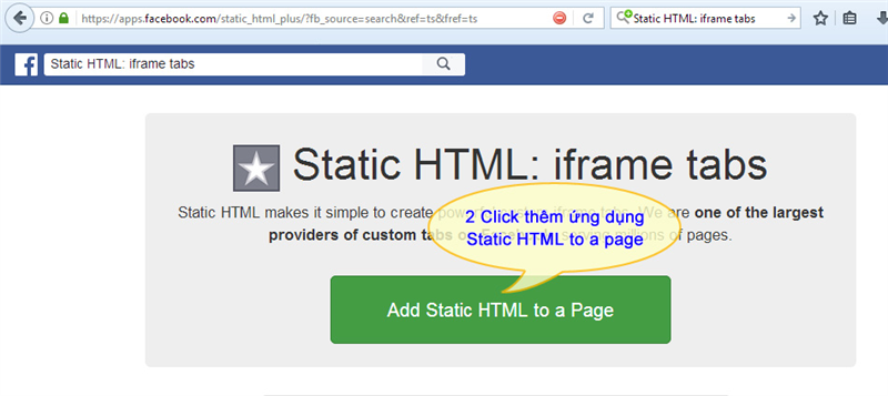 Add Static HTML to a Page ứng dụng đưa bản đồ lên facebook