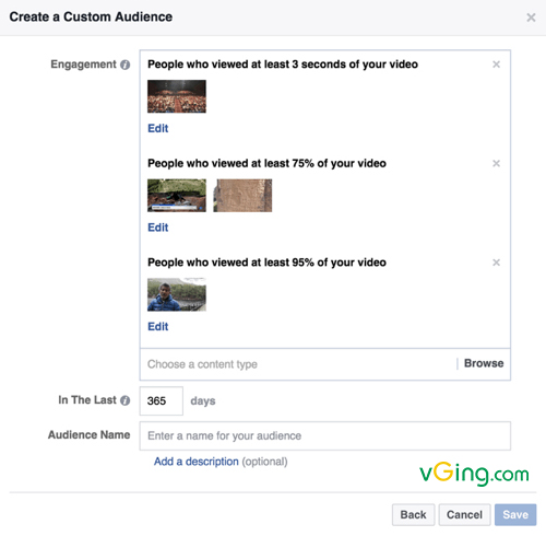 Tạo một đối tượng tùy chỉnh trong quảng cáo video Facebook.