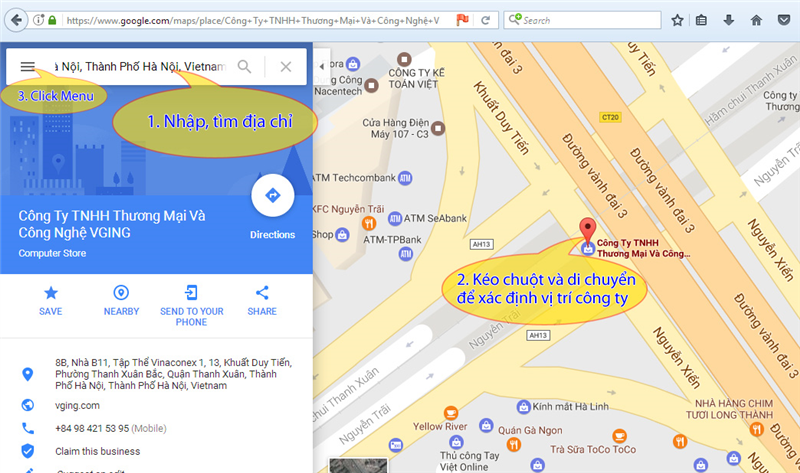 Tìm địa chỉ trên bản đồ google maps